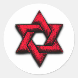 Pegatina Redonda Estrella de David Red