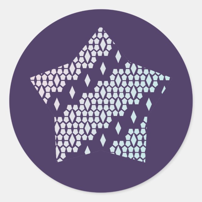 Pegatina Redonda Estrella de diamante ligera pasto de algodón dulce (Anverso)