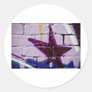 Pegatina Redonda Estrella de graffiti abstracta en la pared textura