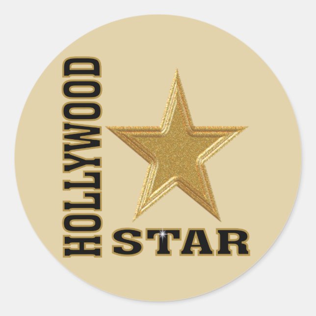 Pegatina Redonda Estrella de Hollywood (Anverso)