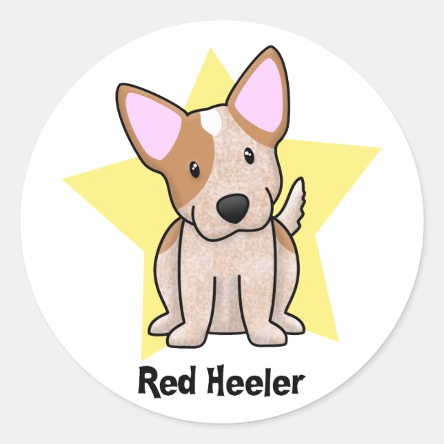 Pegatina Redonda Estrella de Kawaii Red Heeler (Anverso)