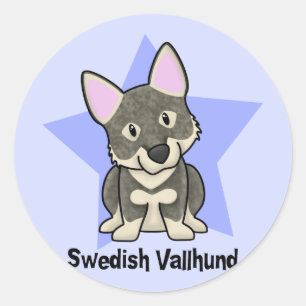 Pegatina Redonda Estrella de Kawaii Vallhund Sueco