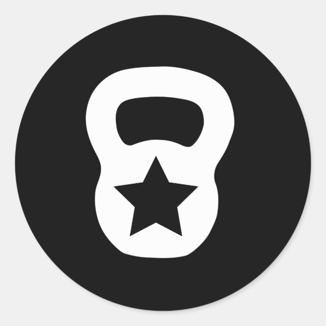 Pegatina Redonda Estrella de Kettlebell (Anverso)