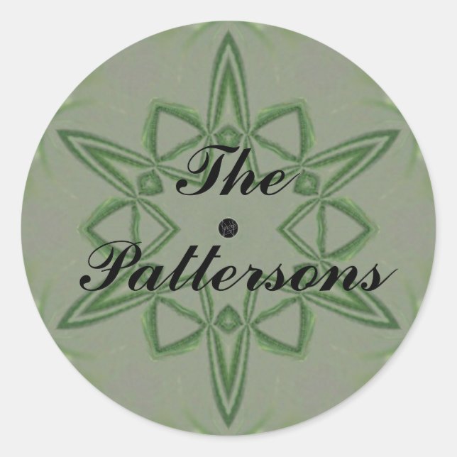 Pegatina Redonda Estrella De Knot Celta Verde De Personalizable (Anverso)