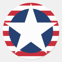 Pegatina Redonda Estrella de la bandera estadounidense y Patriótico