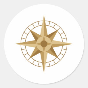 Pegatina Redonda Estrella de la brújula
