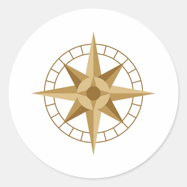 Pegatina Redonda Estrella de la brújula (Anverso)
