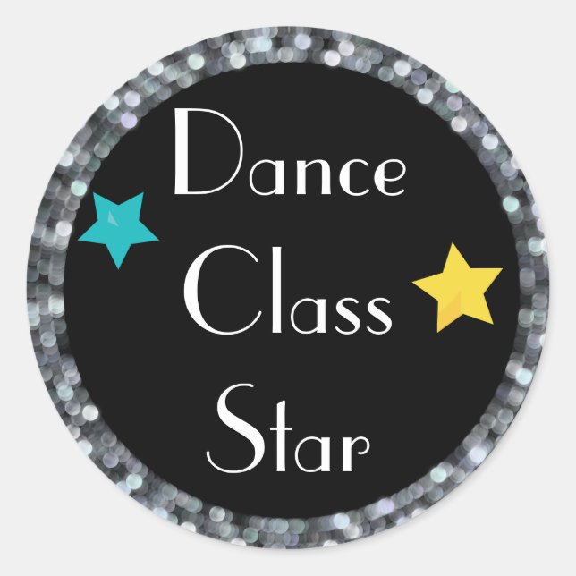 Pegatina Redonda Estrella de la clase de baile con estrellas (Anverso)