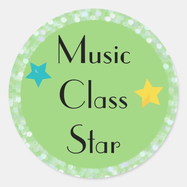 Pegatina Redonda Estrella de la clase musical con estrellas (Anverso)