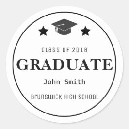 Pegatina Redonda Estrella de la Escuela de Graduación de personaliz