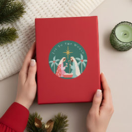 Pegatina Redonda Estrella De La Natividad Religiosa De Los navidade