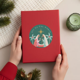 Pegatina Redonda Estrella De La Natividad Religiosa De Los navidade