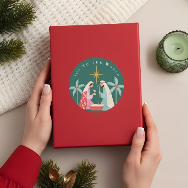 Pegatina Redonda Estrella De La Natividad Religiosa De Los navidade (Christmas Religious Nativity Star Of Bethlehem Classic Round Sticker)