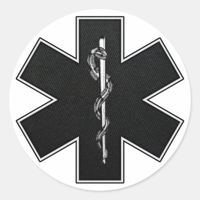 Pegatina Redonda Estrella De La Vida (BW) (Anverso)