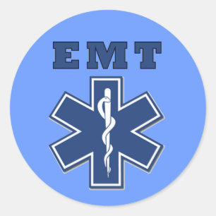 Pegatina Redonda Estrella de la vida de EMT