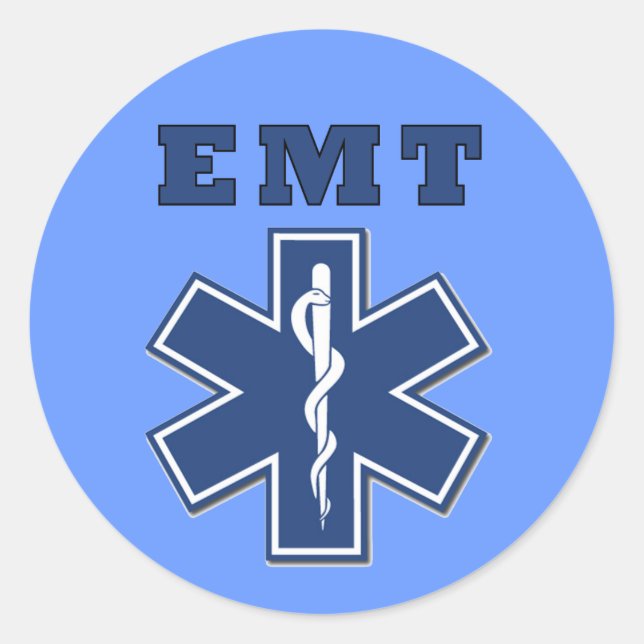 Pegatina Redonda Estrella de la vida de EMT (Anverso)