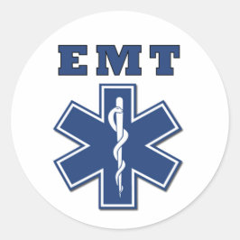 Pegatina Redonda Estrella de la vida de EMT