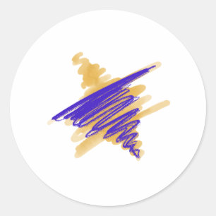 Pegatina Redonda Estrella de las Acuarelas de los Pegatinas de Davi