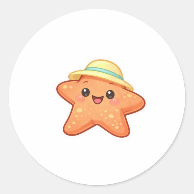 Pegatina Redonda Estrella de mar sombrero (Anverso)