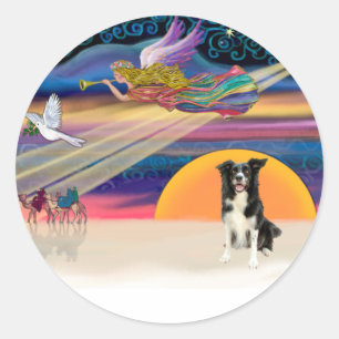 Pegatina Redonda Estrella de Navidad - Border Collie 4