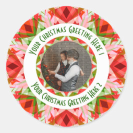 Pegatina Redonda Estrella de Navidad personalizada Alegre Rojo Dive