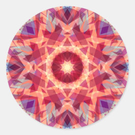 Pegatina Redonda Estrella de Navidades dorados de color rojo brilla