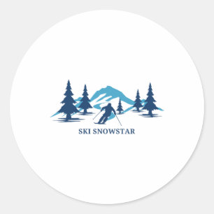 Pegatina Redonda Estrella de nieve de esquí Illinois Resort de esqu