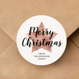 Pegatina Redonda Estrella de oro de Feliz Navidad