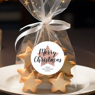 Pegatina Redonda Estrella de oro de Feliz Navidad