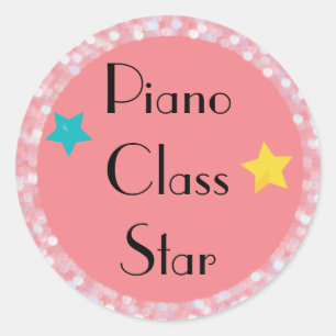 Pegatina Redonda Estrella de Piano Class con estrellas