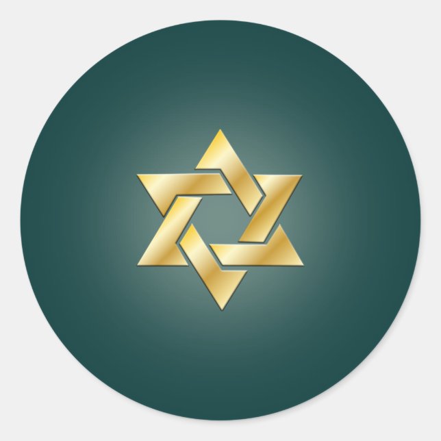 Pegatina Redonda Estrella de PixDezines de fondo david/faux gold/DI (Anverso)