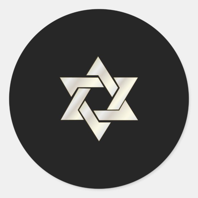 Pegatina Redonda Estrella de PixDezines de fondo david/marfil/DIY (Anverso)