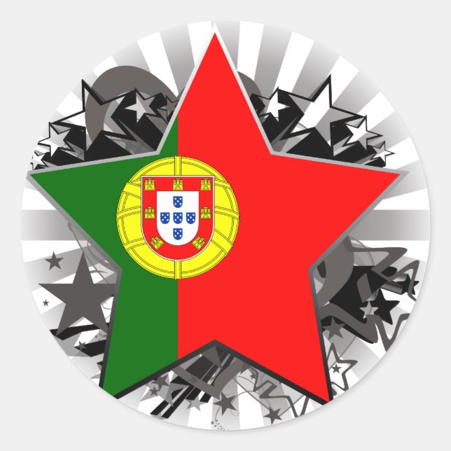 Pegatina Redonda Estrella de Portugal (Anverso)
