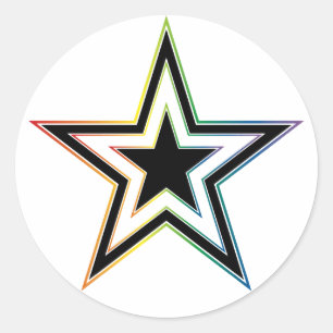 Pegatina Redonda estrella de punk arco iris.