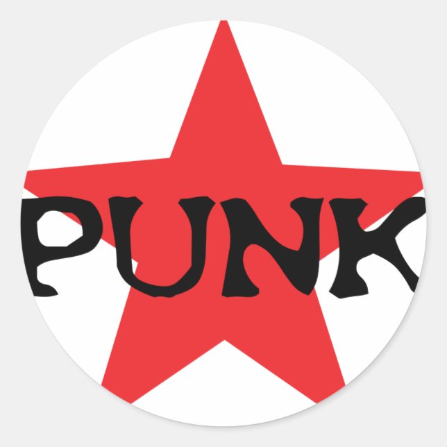 Pegatina Redonda estrella de punk rojo (Anverso)