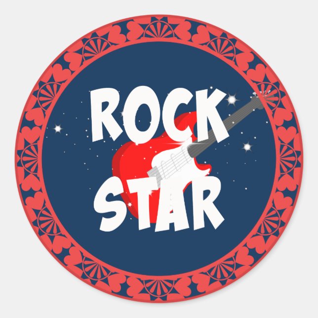 Pegatina Redonda "Estrella de Rock" (Anverso)