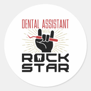 Pegatina Redonda Estrella de rock de asistente dental