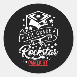 Pegatina Redonda Estrella de rock estudiantil de quinto grado se bu