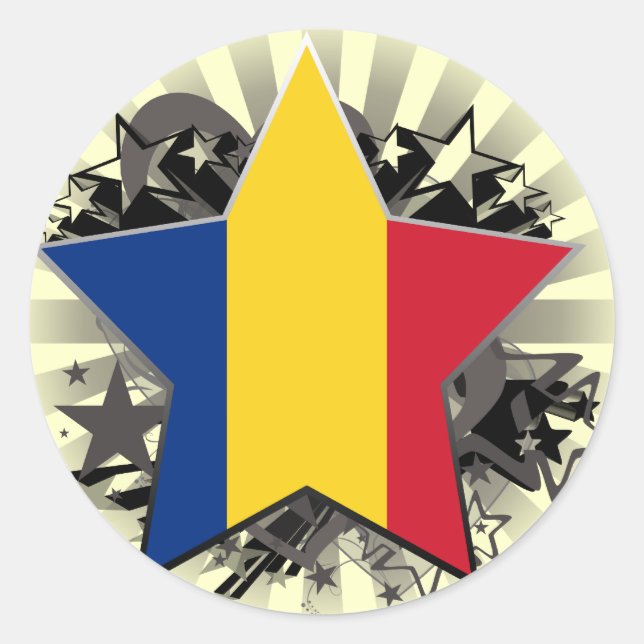 Pegatina Redonda Estrella de Rumania (Anverso)