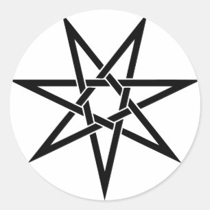 Pegatina Redonda Estrella de siete puntas