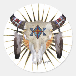 Pegatina Redonda Estrella del búfalo