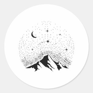 Pegatina Redonda Estrella del disparo del aficionado a la astronom