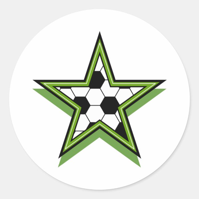 Pegatina Redonda estrella del fútbol verde (Anverso)