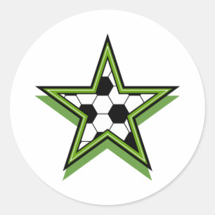 Pegatina Redonda estrella del fútbol verde