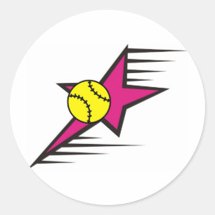 Pegatina Redonda Estrella del softball