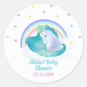 Pegatina Redonda Estrella genial Pastel Baby Shower arcoiris Unicor