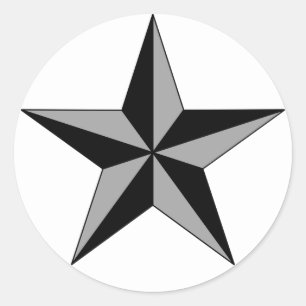 Pegatina Redonda Estrella gris negra en el círculo