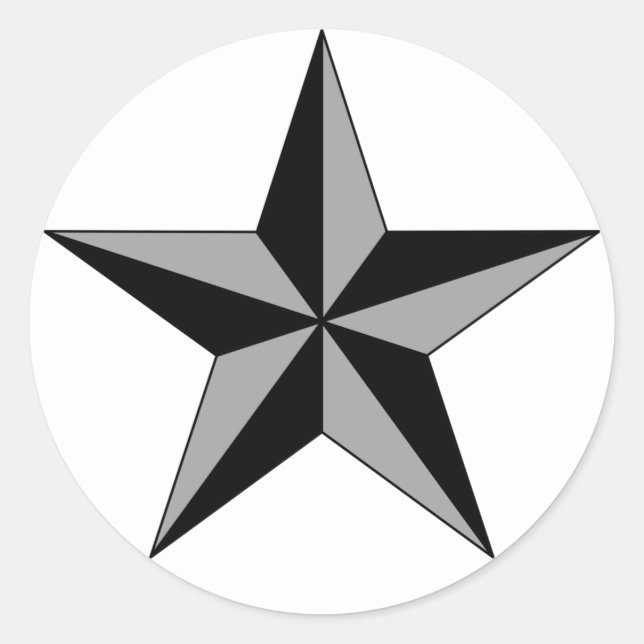 Pegatina Redonda Estrella gris negra en el círculo (Anverso)