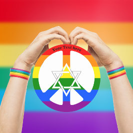 Pegatina Redonda Estrella judía de David Gay Praid bandera arco iri