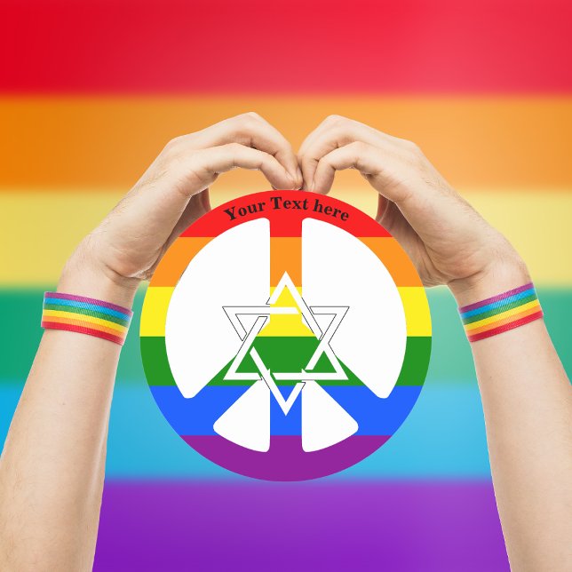 Pegatina Redonda Estrella judía de David Gay Praid bandera arco iri (Subido por el creador)